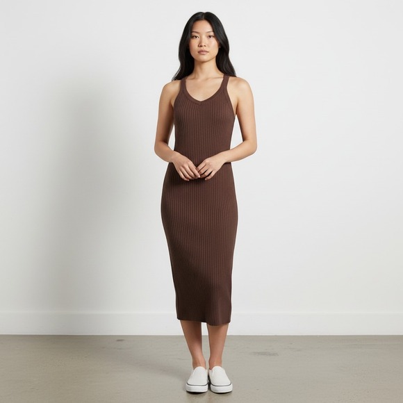 Rowan Dresses & Skirts - Rowan Deluth V Neck Rib Tank Dress Mountain Ridge Midi Women's M EUC